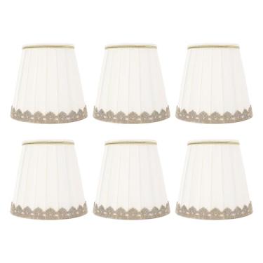 Imagem de 6 Pçs Abajur de Mesa Clipe Em Moderno e Minimalista Universal Plissado Pano Abajur Substituição para Lâmpada Chão