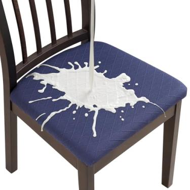 Imagem de Fuloon Capas de almofada de assento à prova d'água, 6 peças, capas de assento de cadeira de jacquard elásticas, laváveis, para sala de jantar, protetor de almofada de cozinha removível (6, à prova