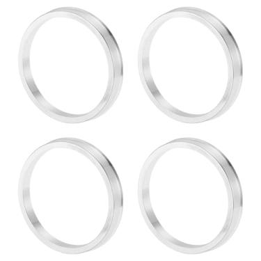 Imagem de INFINAUTO Anéis centralizados no cubo da roda do carro OD 71,6 mm para ID 63,4 mm eixo central de rodas amortecedores Hubrings liga de alumínio tom prata durável