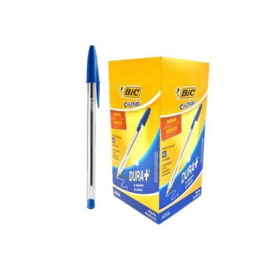 Imagem de Caixa Caneta Bic Cristal 50un Ponta 1.0 Média Clássica  Dura Mais , Az
