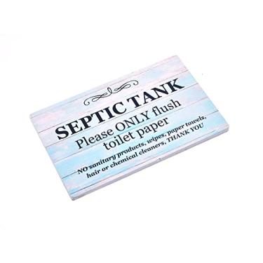 Imagem de Sinal de fossa séptica - placa adesiva, ideal para seu banheiro, banheiro, banheiro, banheiro, banheiro, banheiro, W.C, impresso em uma placa Foamex leve (azul claro)