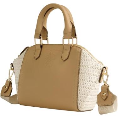 Imagem de Bolsa tiracolo Tommy Bahama, mini bolsa transversal feminina com logotipo em relevo e alça de ombro ajustável, marrom