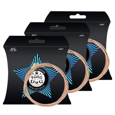 Imagem de Conjunto de 6 cordas para violão acústico, aço niquelado com revestimento PVD, conjunto de 6 cordas, acessórios para guitarra acústica com sensação consistente e duradoura (leve, 12-53 (pacote com 3))