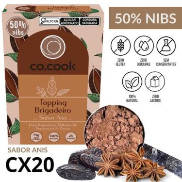 Imagem de CoCook Caixa 20 Topping Nibs Cacau Brigadeiro Sabor Anis 75g