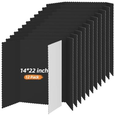 Imagem de Quadro de pôster dobrável com 12 peças, placa de apresentação dobrável leve, placa de exibição de papelão dobrável para projetos (preto, 35 x 55 cm)