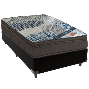 Imagem de Cama Box Preto e Colchão ISO  Molas Ensacadas Solteiro Ortobom