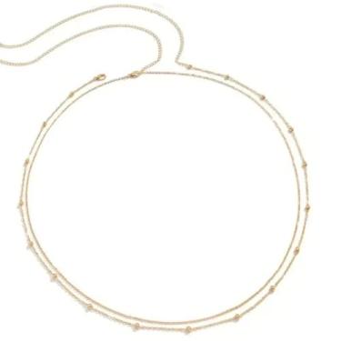 Imagem de Corrente de cintura dourada para mulheres, corrente de barriga banhada a ouro com contas de cobre em camadas para a cintura, ajustável, corrente de biquíni sexy para o verão, correntes corporais