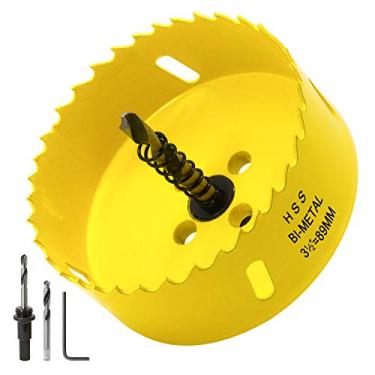 Imagem de Serra furo de 7,6 cm Acekit com 3/8 Arbor HSS Bi-Metal Orifício Lâmina e inclinação de dentes variável para madeira, placa de plástico, tubo, madeira compensada e folha de metal macio (89 mm)