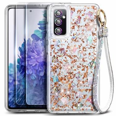 Imagem de WDHD Capa para Samsung Galaxy S23 FE, capa protetora de padrão real de concha brilhante elegante com [pacote com 2 protetores de tela de vidro temperado/protetor de lente da câmera/cordão de pulso]