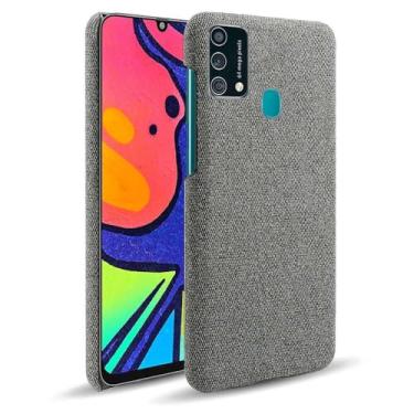 Imagem de Capa para Samsung Galaxy M21S,Capa desenhada em lona,Case Protetora Ultrafina com Empunhadura Macia,Design em Tecido Antichoque e Antiarranhões-Gray