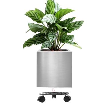 Imagem de LONGRUNNEW Vaso de flores de aço inoxidável grande 30 cm quadrado moderno para decoração interna e externa