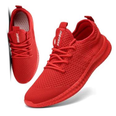 Imagem de Tênis de corrida masculino casual respirável da FUJEAK tênis esportivo atlético para academia tênis sem cadarço sapatos leves e confortáveis, Vermelho, 9.5