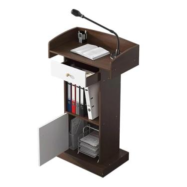 Imagem de WUHUQN Lectern Podium Stand, Modern Lecterns Laptop Desk Podiums with Open Storage Podium Stand Espaçosa Gaveta Mesa de Conferência Simples Púlpito Permanente