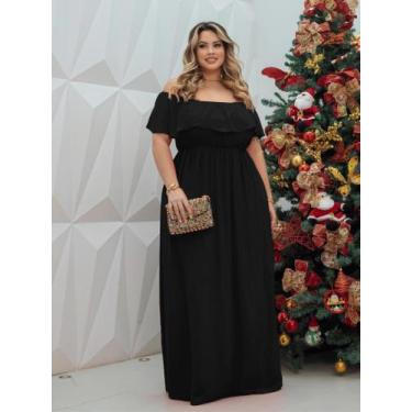 Imagem de Vestido Terracota Longo Plus Size Fenda Lateral Ombro a Ombro Madrinha