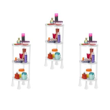 Imagem de Prateleira Cantoneira Triangular Banheiro Cozinha Sala(Kit com 3 - Três Brancas)