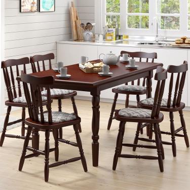 Imagem de Mesa de Jantar 102EA com 06 Cadeiras 155EA Castanho Acetinado Piratini