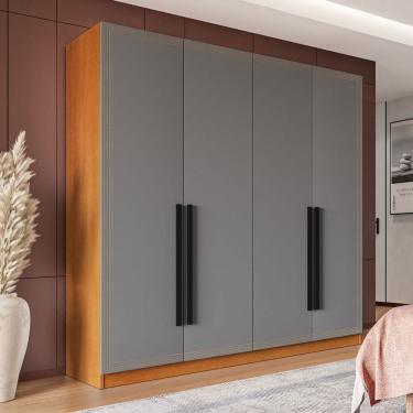 Imagem de Guarda-Roupa Casal Valência 4 Portas 4 Gavetas Freijó/Cinza - Politorno