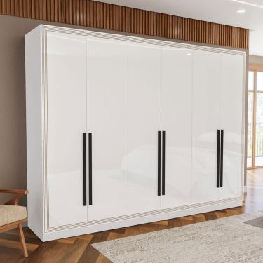 Imagem de Guarda-Roupa Casal Valência 6 Portas 4 Gavetas Branco - Politorno