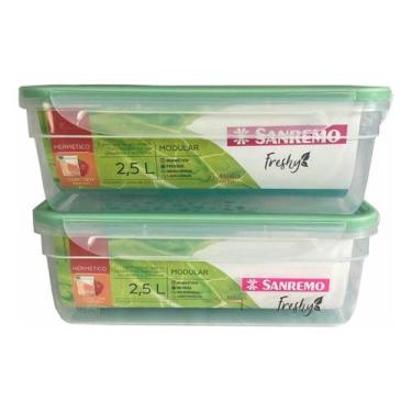 Imagem de 2 Potes Hermético 2,5l Freshy Alimentos Micro-ondas Empilhável - Sanre