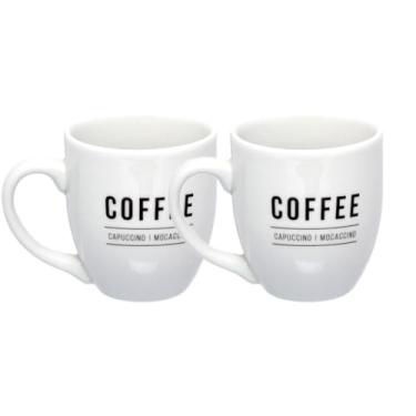 Imagem de Kit Canecas De Porcelana Copo 300ml Branca Preta Café Chique Resistente Uso Diário (2, Branco)