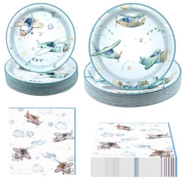 Imagem de Conjunto de pratos e guardanapos de papel para chá de bebê, 180 peças, para decoração de festa de aniversário, dia de jogo, família, escola, férias, eventos esportivos