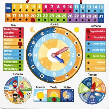 Imagem de Tabuleiro De Atividades Relógio Calendário Infantil Madeira - Dm Toys