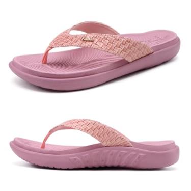 Imagem de KuaiLu Chinelo feminino feminino tapete de ioga confortável caminhada sandália tanga com fascite plantar suporte de arco slip on interior exterior para o verão, Rosa adorável, 40