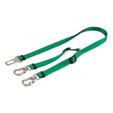 Imagem de Basic Pet Cinto De Segurança Pet Duplo Universal Cachorro Gato Cães Gatos Carro Coleira Adaptador Ajustável (Verde)