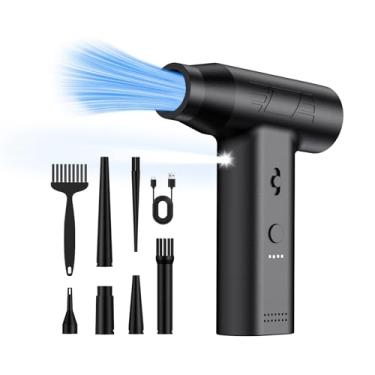 Imagem de MARLALL Espanador de ar comprimido - soprador de ar sem fio elétrico de 200000 RPM, limpador de espanador de ar elétrico recarregável, mini soprador de pó ajustável, soprador de pó portátil para