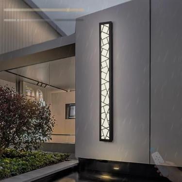 Imagem de Lâmpada de parede longa LED externa IP65 à prova d'água regulável com controle remoto Villa Lâmpada de parede interna externa sem fio moderna garagem terraço varanda escadas 3000K-6500K (preto, 100 cm