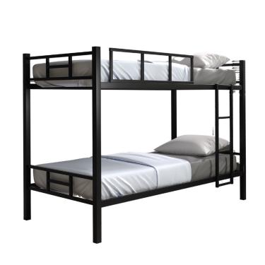 Imagem de Beliche Bicama Solteiro Padrão Estrutura Aço Resistente Grade De Proteção Escada Alojamento