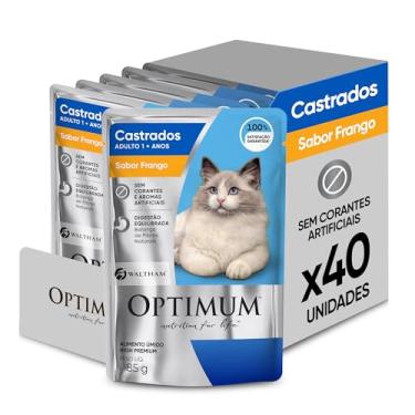 Imagem de Pack Ração Úmida Optimum Sachê para Gatos Adultos Castrados Frango 85 g - 40 unidadaes