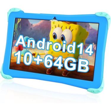 Imagem de Tablet infantil Fivahiva Android 14 10.1" 8 núcleos 10 GB+64 GB azul