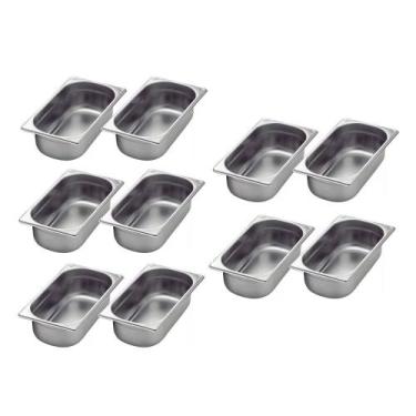 Imagem de Kit de 10 Cubas Gastronômicas Sem Tampa Inox 1/3 150mm - Zepper