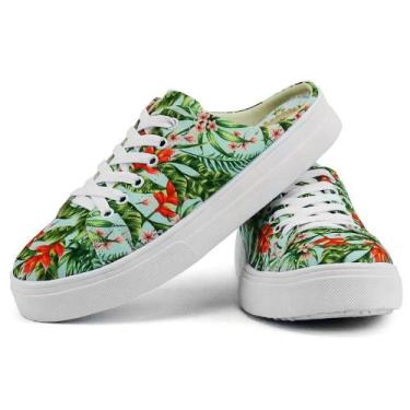 Imagem de Tênis Mule Casual Feminino Florido e Branco SapatoFran, 39