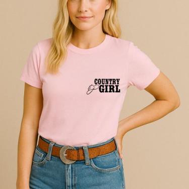 Imagem de Camiseta Agodão Feminina Estamp Country Girl Letreiro Modinha Jovem Fe
