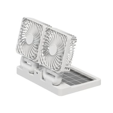 Imagem de Fenteer Ventilador de Refrigeração Automotivo com Cabo USB Elétrico E Alimentado Por Energia Solar, cabeças duplas brancas