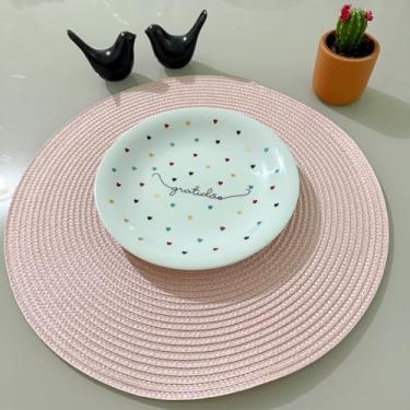 Imagem de Kit 6 Lugares Jogo Americano Descanso Prato Redondo Decorativo Supla De Mesa Posta Jantar (Rosa Claro)