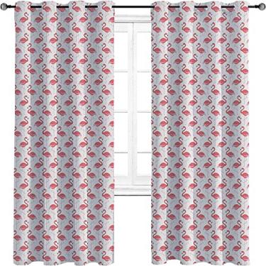 Imagem de Cortinas blackout flamingo para quarto - isolamento térmico, economia de energia e redução de ruído, tratamento de sombreamento completo cortina de isolamento de cozinha, L 213 cm x C 213 cm bege