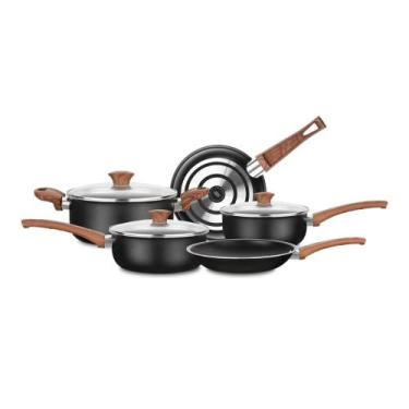 Imagem de Jogo de Panelas MTA Ceramica Black 5 Peças Tampa de Vidro, Preto