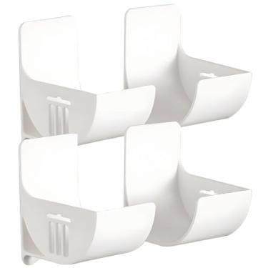 Imagem de Organizador universal ajustável de plástico com 2 pares de suportes de alumínio montados na parede para porta de armário e saco de lixo, cabides autoadesivos de folha de forno para armário de cozinha