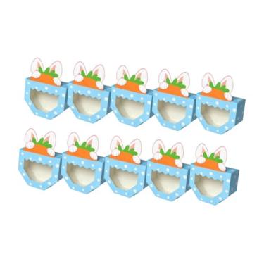 Imagem de Vaveren 10 peças de caixas de doces dobráveis, faça você mesmo, papelão, portátil, versátil, lembrancinhas de festa, caixa de embalagem de presente de papel, Azul