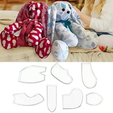 Imagem de Conjunto de réguas Memory Bunny, 7 peças, modelo de costura de coelhinho de memória com instruções, conjunto de corte de modelo de colcha de acrílico para costura de coelhinho para costura doméstica e