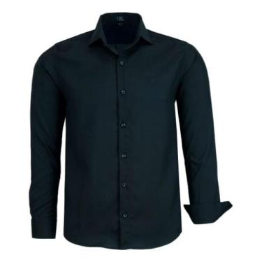 Imagem de Camisa Social Masculina Manga Longa Lbl Não Amassa 3015, Preto, 1