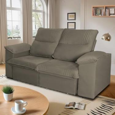 Imagem de Sofá Retrátil Reclinável America 2.00m Suede Marrom Claro - King House