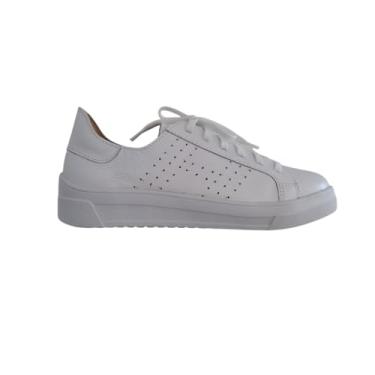 Imagem de QR Shoes, Tênis Casual Feminino Branco em Couro Legítimo Flatform Cor:Branco;Tamanho:36
