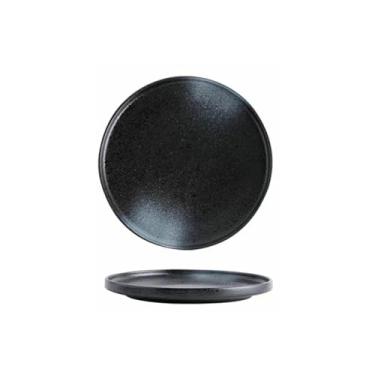 Imagem de Prato de comida ocidental de cerâmica retrô simples estilo japonês doméstico disco comercial de cerâmica grossa -Prato de pizza de 25,4 cm - Yaohei