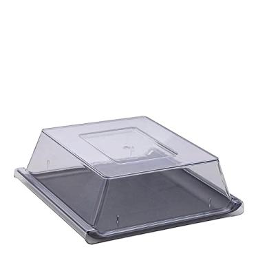 Imagem de Bandeja Servir Quadrada Com Tampa 30x30 Preta em Plástico Não Quebra Linha Profissional Cook Linha Premium