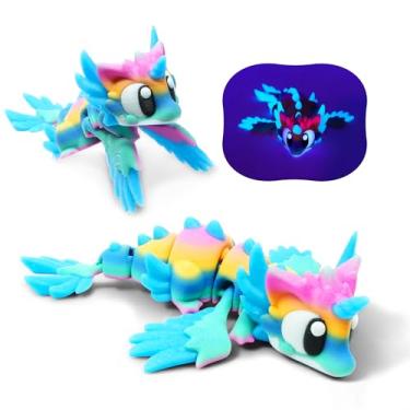 Imagem de Articulated Dragon with Fantasy Egg – 3D Printed Mythical Creature Gift, Posable Jointed Companion, Collectible Detailed Shelf or Desk Decoration - for Adults (Celestial Glow Dragon)