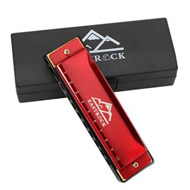 Imagem de EastRock Blues Harmonica Chave C de 10 furos com estojo, harpa de órgão bucal, gaita diatônica para iniciantes, adultos, crianças, profissionais, estudantes, amigos, presentes (vermelho)